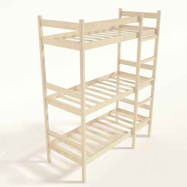 Трёхъярусная кровать из массива, 80 ? 190 см, цвет сосна