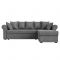 Угловой диван «Рейн», механизм еврокнижка, угол правый, рогожка, серый / кант коричневый