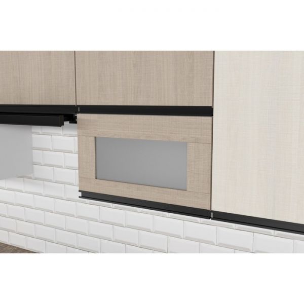 Кухонный гарнитур Кварц Экстра 3000х600 белый/аламбра темная/латте/карамель