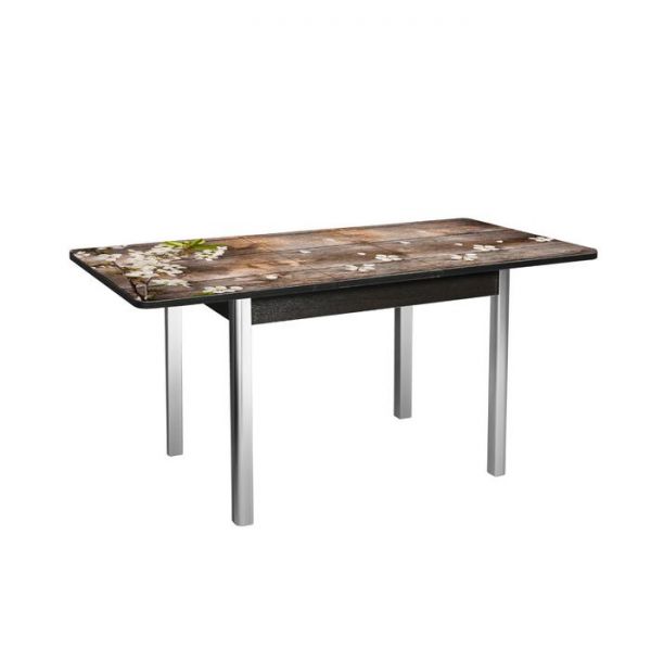 Стол раздвижной «Победа», 1200(1550) ? 800 ? 750 мм, хром, цвет белёный дуб / клетка 2