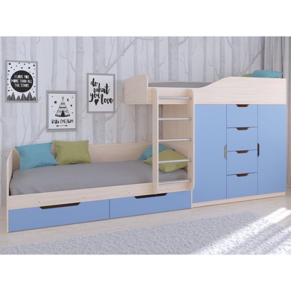 Детский комплекс «Астра 6», цвет дуб молочный/голубой