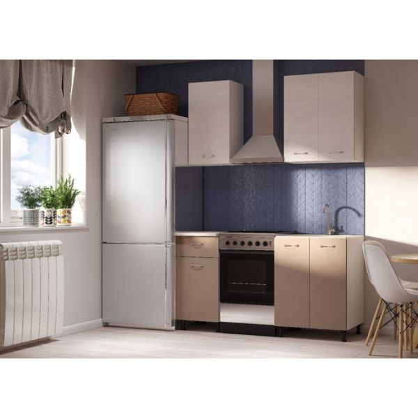 Кухонный гарнитур «Моника», 1200 мм, цвет ясень анкор светлый / мокко / королевский опал