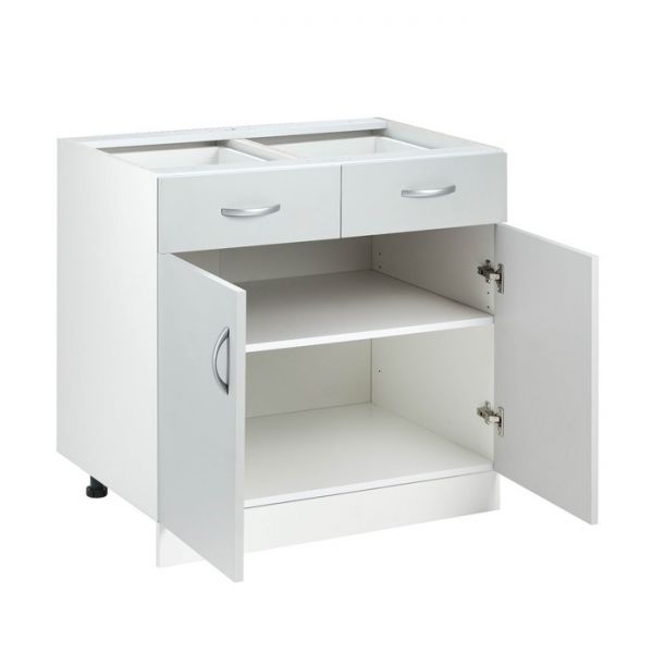 Шкаф напольный с 2 ящиками Мальма 800х580х820 Светло-серый/Белый