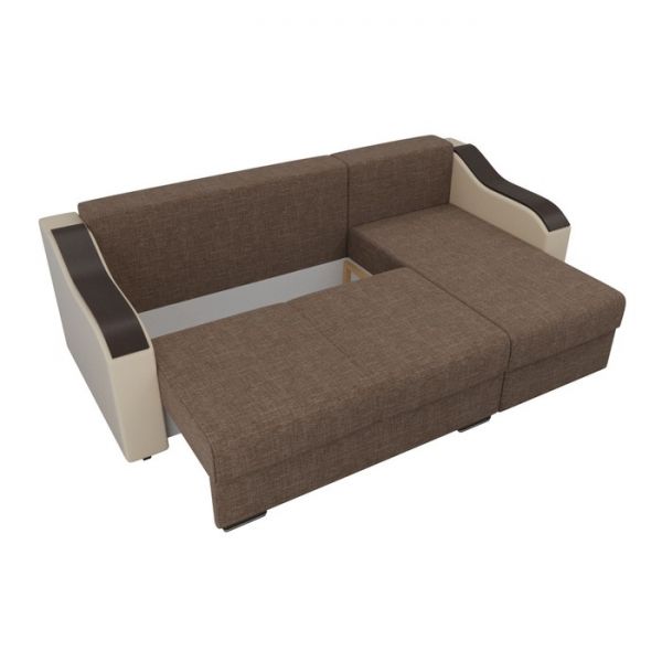 Угловой диван «Монако», механизм еврокнижка, рогожка, цвет бежевый / коричневый