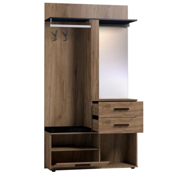 Шкаф Nature 70, 1120 ? 400 ? 2113 мм, цвет дуб табачный craft / чёрный