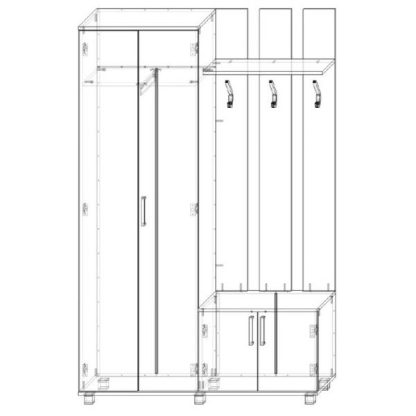 Прихожая Лира, 370x1200x1900, Венге/дуб млечный