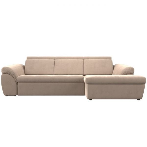 Угловой диван «Мисандра», механизм дельфин, велюр, цвет бежевый