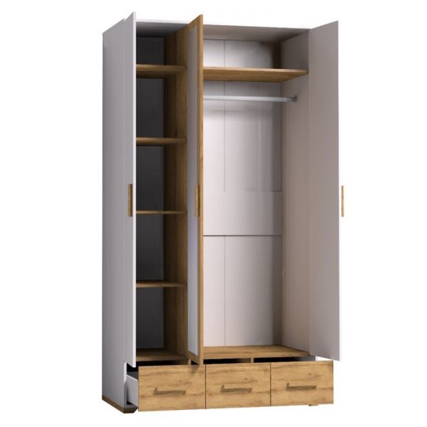 Шкаф для одежды и белья «Айрис 444», 1194 ? 596 ? 2285 мм, цвет белый / дуб золотистый