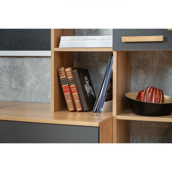 Шкаф Crown 2, 676 ? 279 ? 2113 мм, цвет дуб золотистый / графит