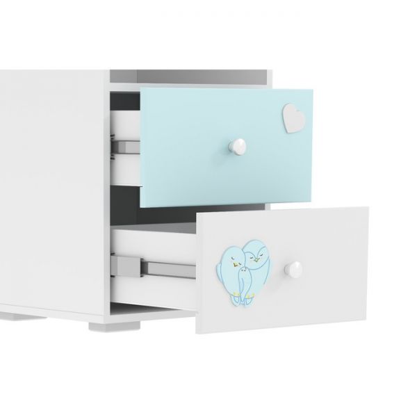 Стеллаж Лилу, Птички, 452x456x1800, Белый/Голубая эмаль