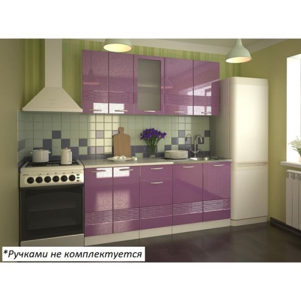 Кухонный гарнитур Волна 7, 1800х600 мм, Фиолетовый металлик