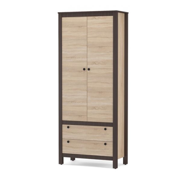 Шкаф 2х дверный Сканди, 868х420х2076, Дуб сонома/Венге