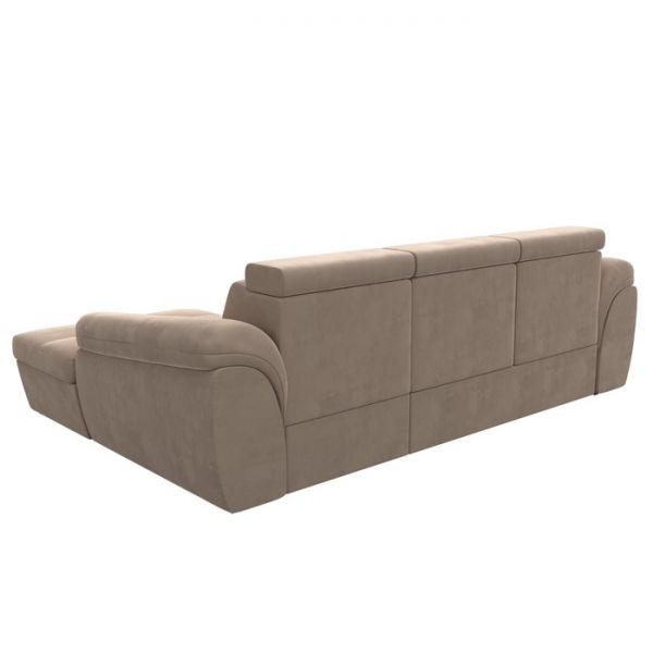 Угловой диван «Мисандра», механизм дельфин, велюр, цвет бежевый