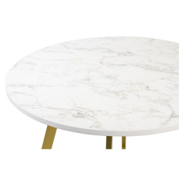Стол РИМ D-1050/1500х1050х760 Мрамор Белый/Опора Гермес золотая