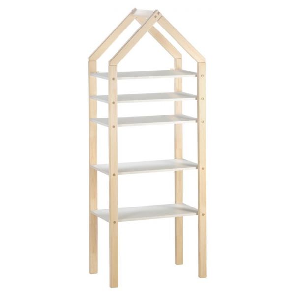 Стеллаж «Хиттэ», 5 полок, 700 ? 400 ? 1850, массив сосны, белый