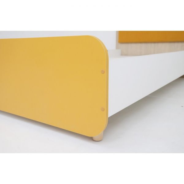 Кровать Манго-3 с мягким изголовьем 900х1900 белый/охра/палермо