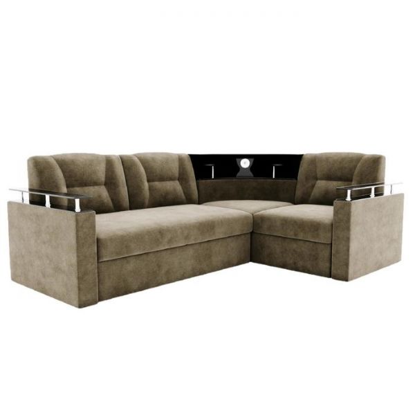 Угловой диван «София», угол правый, дельфин, подсветка, велюр, ЛДСП венге, цвет селфи 01