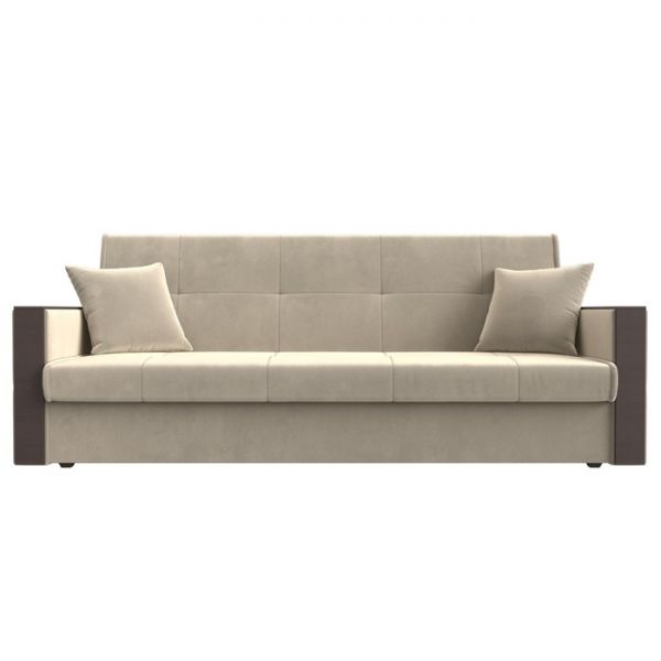 Прямой диван-книжка «Валенсия», механизм книжка, микровельвет, цвет бежевый