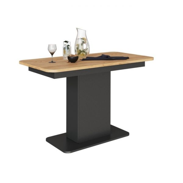 Стол обеденный раскладной СО-3, 1200(1500)х650х756, антрацит/дуб крафт золотой