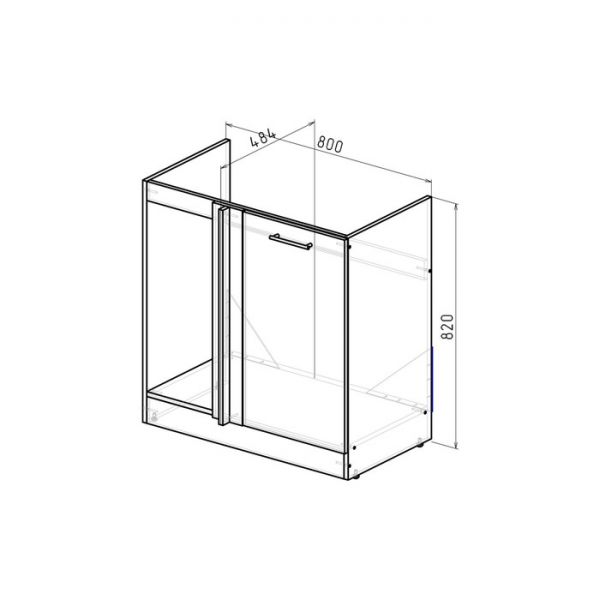 Шкаф напольный Лира 1000х600х850 под мойку с 1 дверцей  белый/Квадро шимо светлый/малага