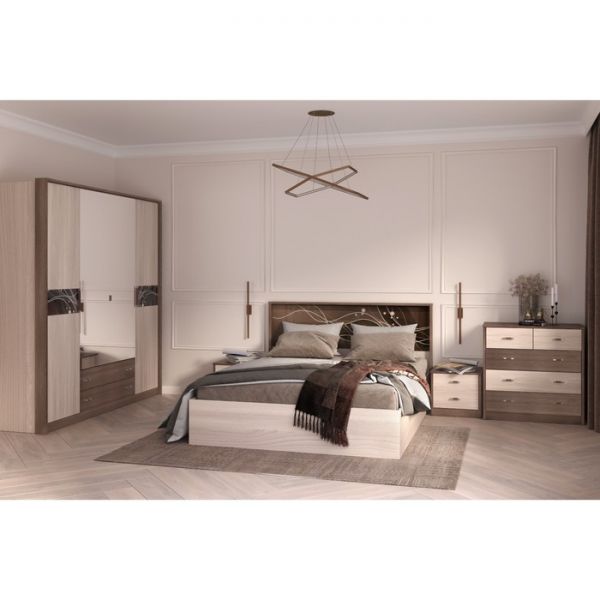 Кровать «Николь» с ПМ, 1600 ? 2000 мм, ясень шимо светлый / тёмный