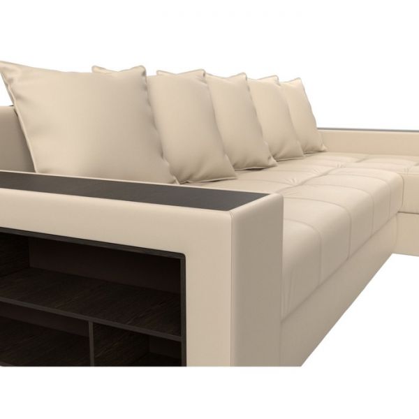 Угловой диван «Дубай», механизм еврокнижка, экокожа, цвет бежевый