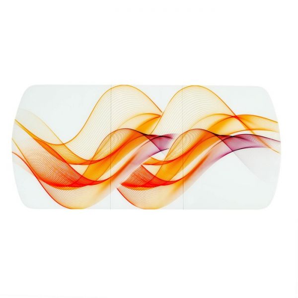 Стол раздвижной с ФП Волна, 1100/1500х700х777 стело/пояс белый/прямые белые ноги