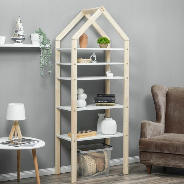 Стеллаж «Хиттэ», 5 полок, 700 ? 400 ? 1850, массив сосны, белый