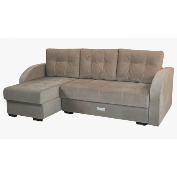 Угловой диван «Милан», еврокнижка, блок независимых пружин, левый угол, велюр, бежевый