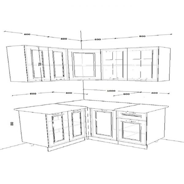 Кухонный гарнитур Гарнитур 15 Белый Вегас 1200х1400 Белый