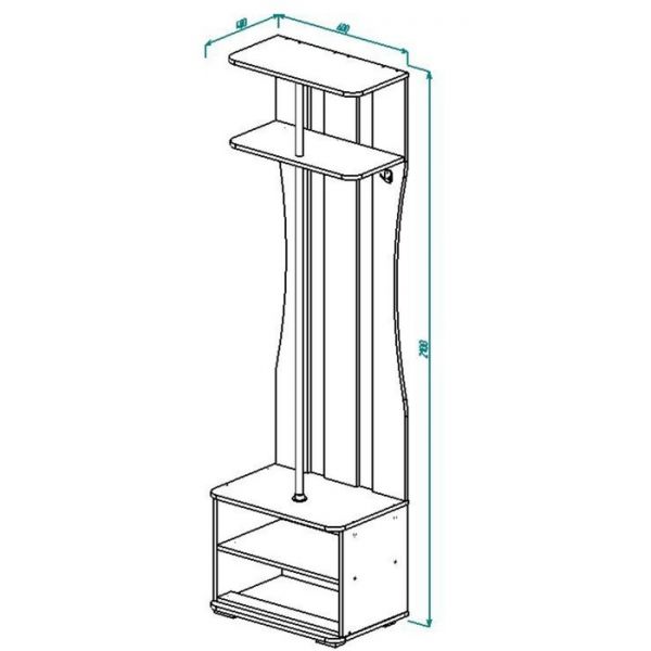 Прихожая ПР-10 2070х610х400 Дуб выбеленный/Венге