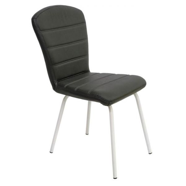 Стул «Хельга 1», каркас металл белый, кожзам милк