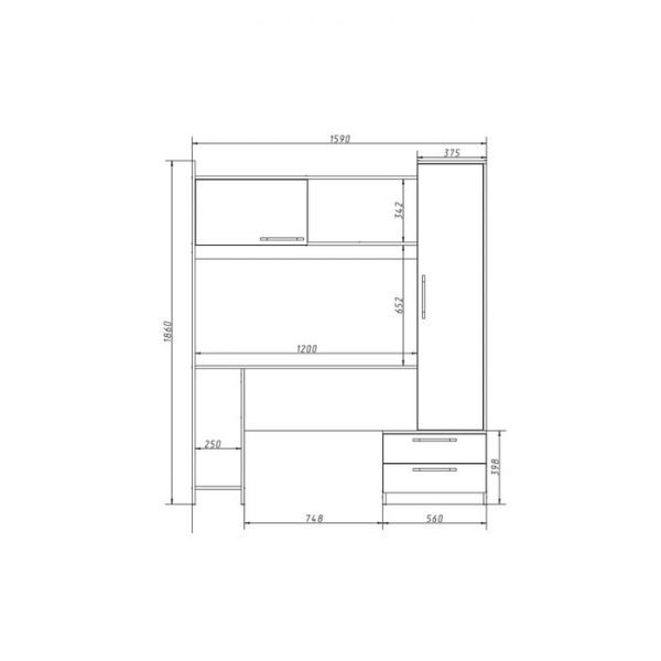 Стол компьютерный Денвер, венге цаво/дуб млечный
