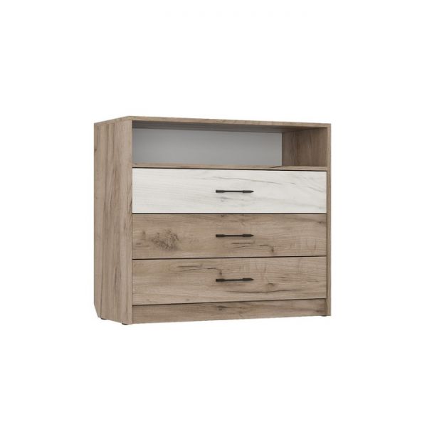 Комод Соната 900х400х800 Дуб крафт серый/Дуб крафт белый