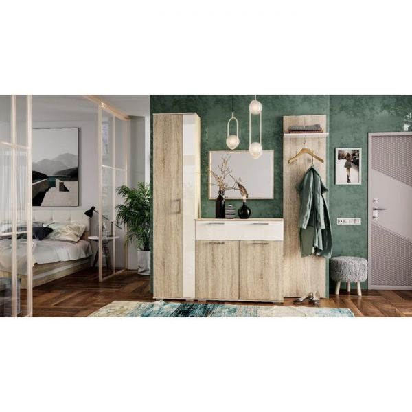 Шкаф-пенал Белладжио 402х460х2176 сонома/белый матовый