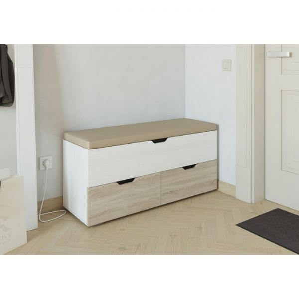 Диван ФЛИНТ 1000х370х470 Дуб Сонома/Рамух Белый