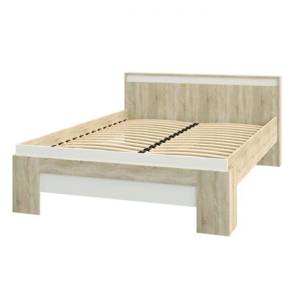 Кровать с ящиком и латами Эдем-1  1600х2000 Дуб сонома / Белый жемчуг