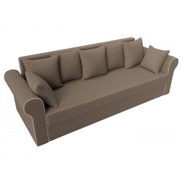 Прямой диван «Рейн», механизм еврокнижка, рогожка, цвет бежевый / кант коричневый