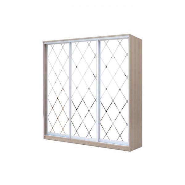 Шкаф-купе Хит-22-18/2-666, 1800x620x2200, Ясень шимо светлый, Ромб большой на матовом