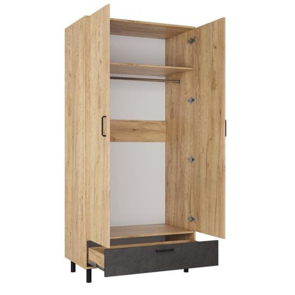 Шкаф с ящиком ЛОФТ ШР 2/1  1000х550х2120  Дуб Бунратти/ Малави
