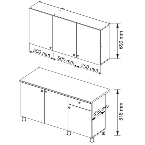 Кухонный гарнитур Поинт 1500, Тьеполо фасад/ Белый корпус