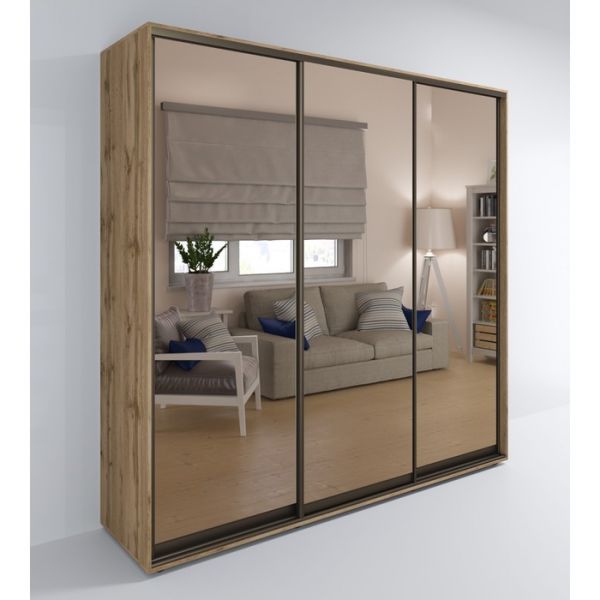 Шкаф-купе «Сим ЗЗ», 1500 ? 600 ? 2310 мм, ЛДСП, зеркало, цвет дуб крафт