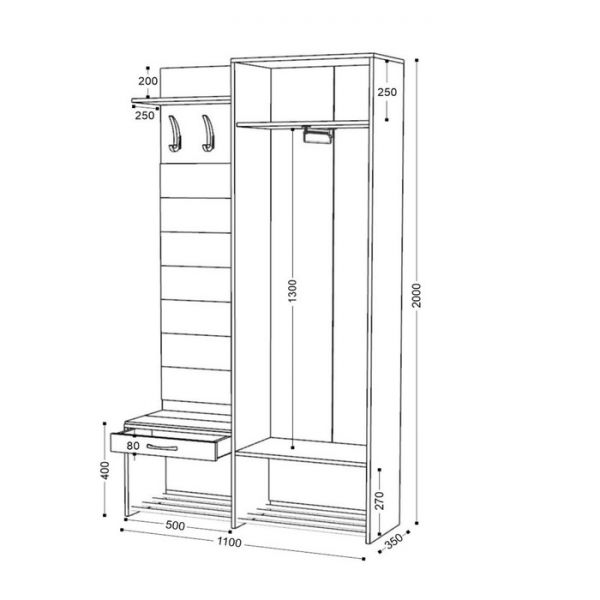 Прихожая Ольга-Лофт-4 дуб крафт золотой/темно серый/черный/экокожа люкса бренди