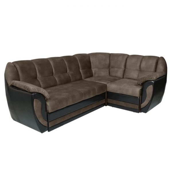 Угловой диван «Афина», механизм дельфин, велюр, цвет бежевый