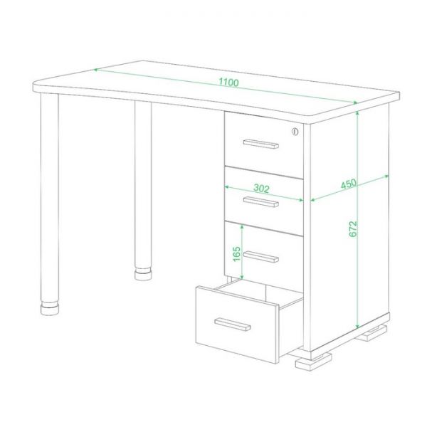 Стол СКМ-50, угол левый, 1100 ? 620 ? 770 мм, цвет венге
