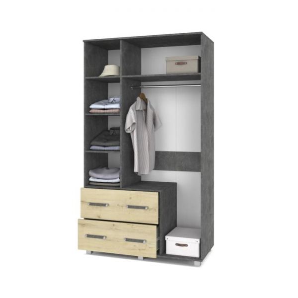 Шкаф Виора В33 520х1200х2100 трёхств с зеркалом и ящиком Камень темный/дуб ирландский