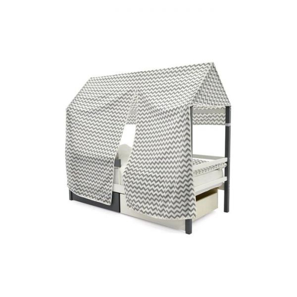 Крыша текстильная Бельмарко для кровати-домика Svogen зигзаги графит