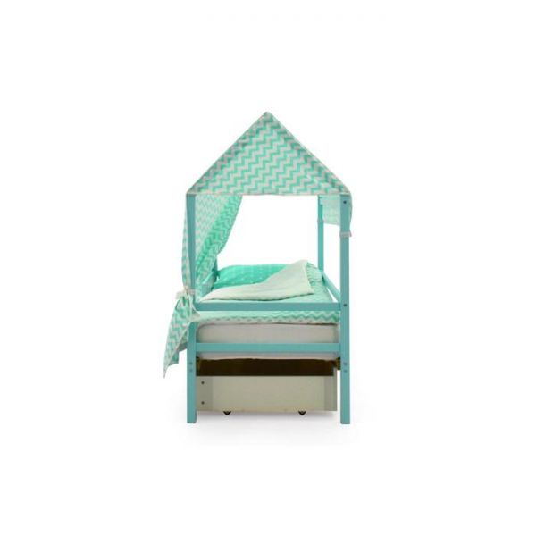 Крыша текстильная Бельмарко для кровати-домика Svogen зигзаги мятные