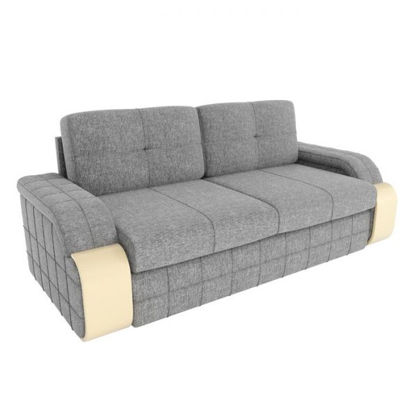 Диван прямой «Николь», механизм еврокнижка, рогожка, цвет серый / бежевый