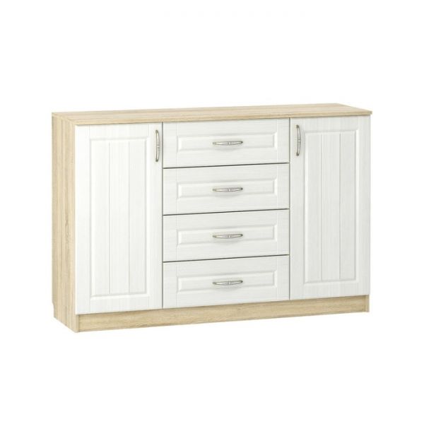 Комод Оливия НМ 040.35 Х, 1402х420х928, Белое дерево/Дуб Сонома